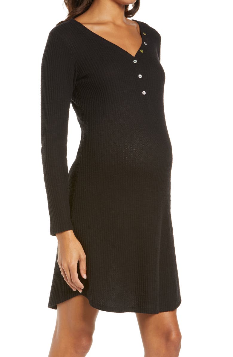 Belabumbum Henley Maternity/Nursing Sleep Shirt, Alternate, color, 