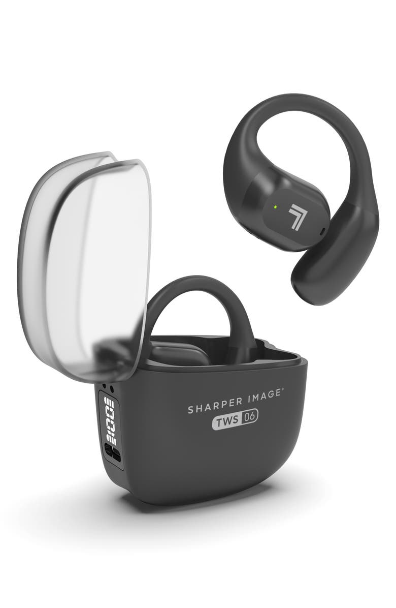 Sharper Image Open Air Sport True Wireless Bluetooth Earbuds with LED Display, Alternate, color, Black