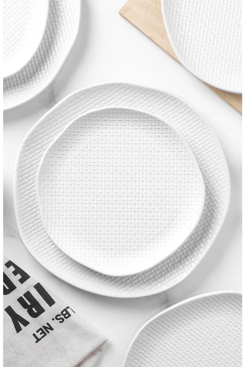 Abigael Stoneware 4-Piece Salad Plate Set, Alternate, color, White