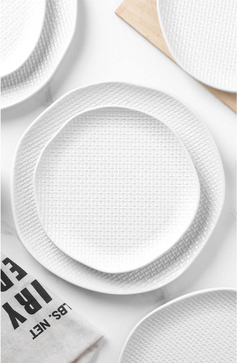Stone Lain Abigael Stoneware 4-Piece Dinner Plate Set, Alternate, color, White