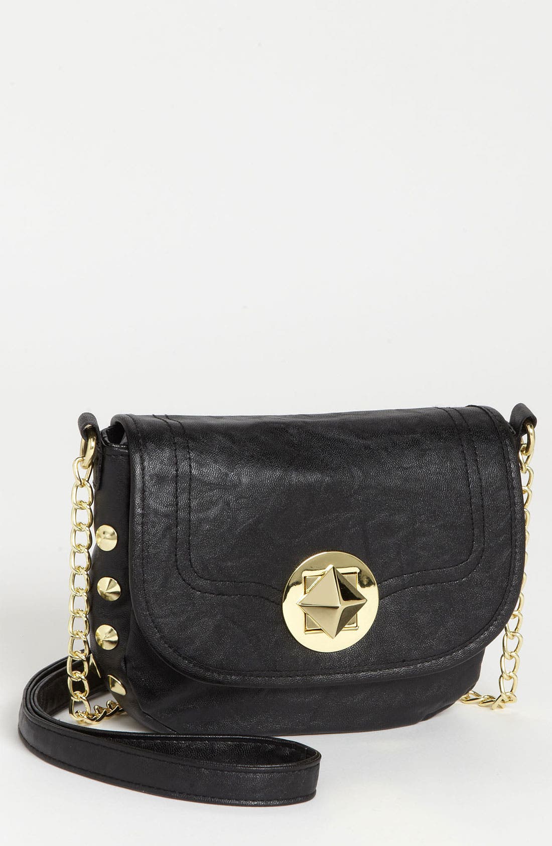 Studded Crossbody Bag, Main, color, BLACK/ GOLD