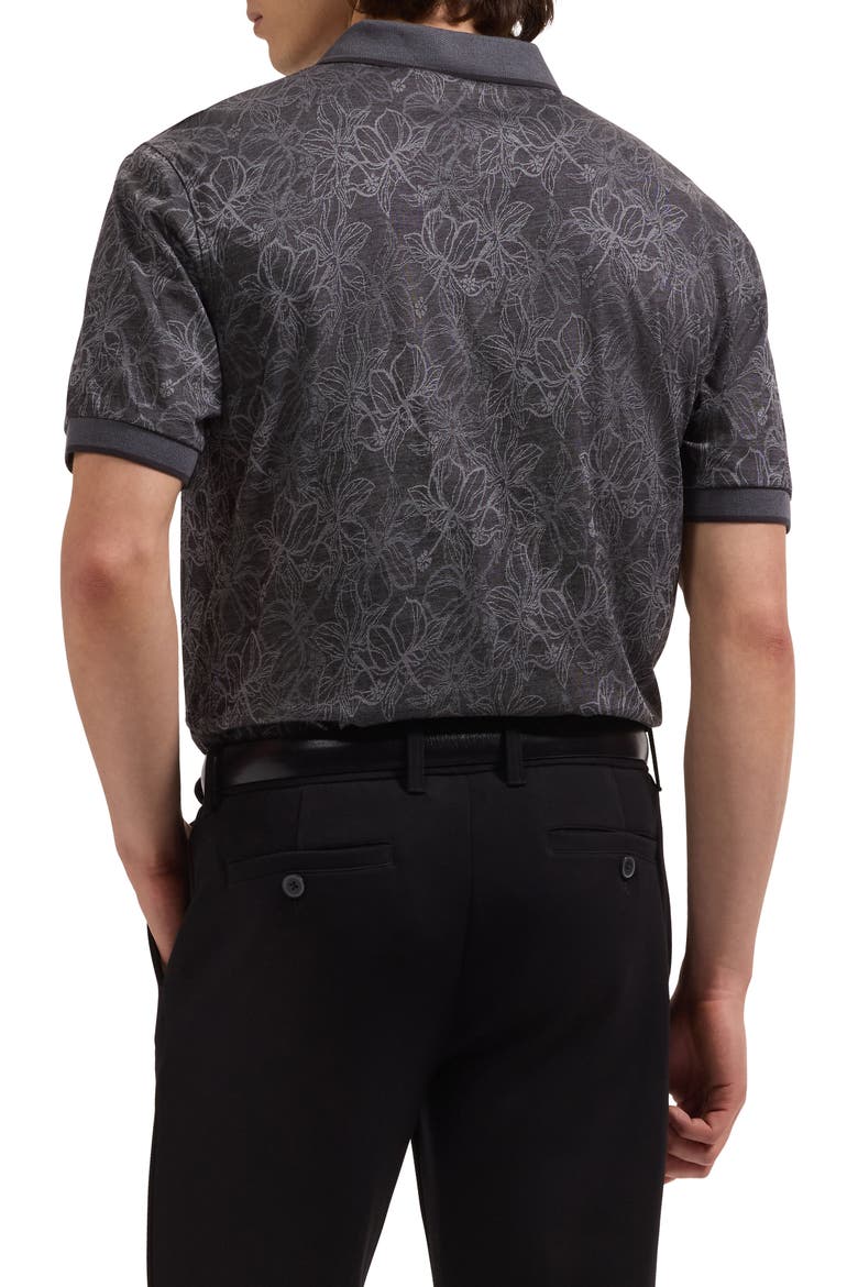 Three Button Floral Print Button-Up Shirt, Alternate, color, BLACK
