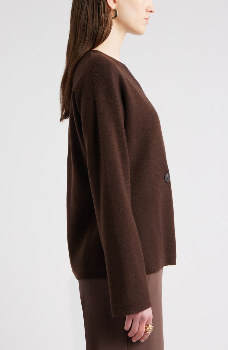 Nordstrom Double Breasted Merino Wool Blend Cardigan, Alternate, color, Brown Coffee