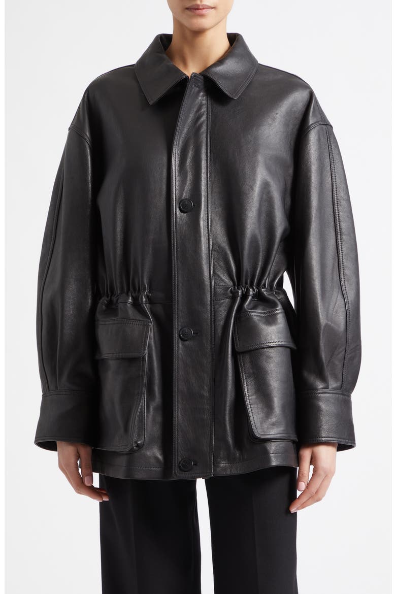 Maeve Vegetal Leather Jacket, Main, color, BLACK