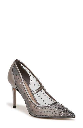 Sam Edelman Hazel Mesh Pointed Toe Pump Metallic Iron Mesh In Silver