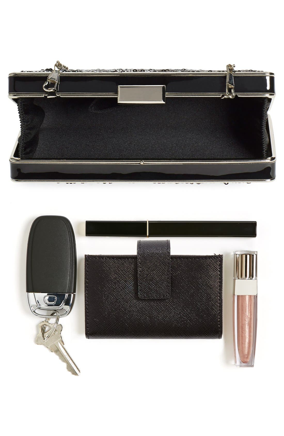 Sequin Box Clutch, Alternate, color, BLACK