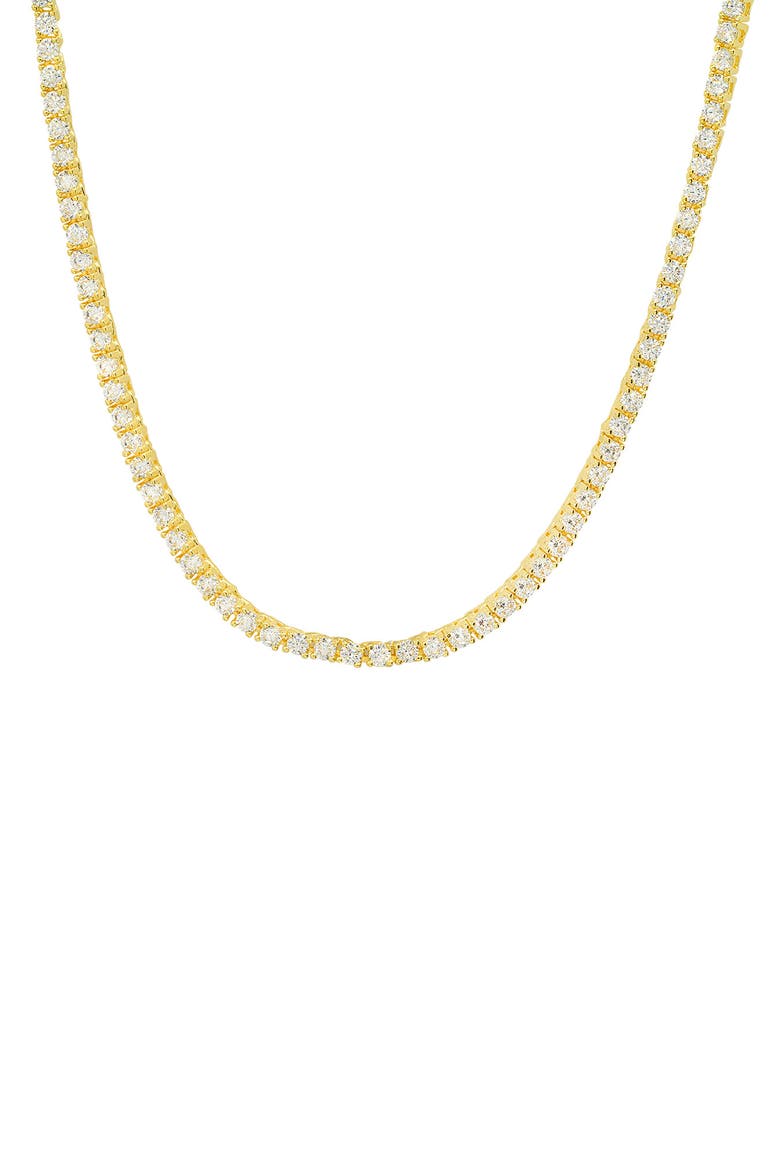 Sterling Silver CZ Tennis Necklace, Main, color, GOLD