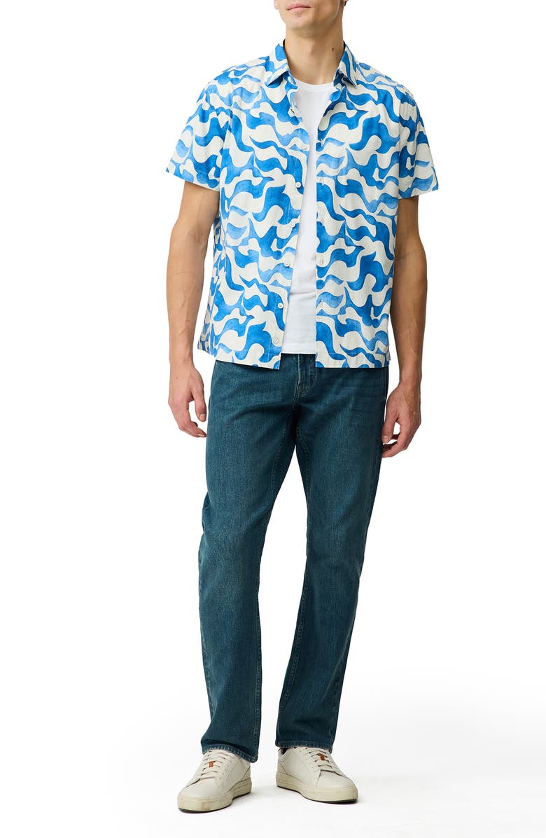 Rodd & Gunn Fireshaw Wave Print Short Sleeve Cotton Button-Up Shirt, Alternate, color, 