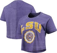 PRESSBOX Women's Pressbox Purple LSU Tigers Edith Vintage Burnout Crop T-Shirt