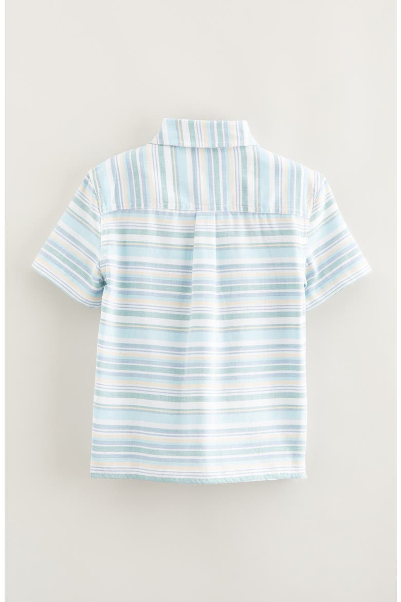 Kids' Stripe Short Sleeve Cotton Twill Button-Up Shirt, Alternate, color, WHITE AMALFI STRIPE