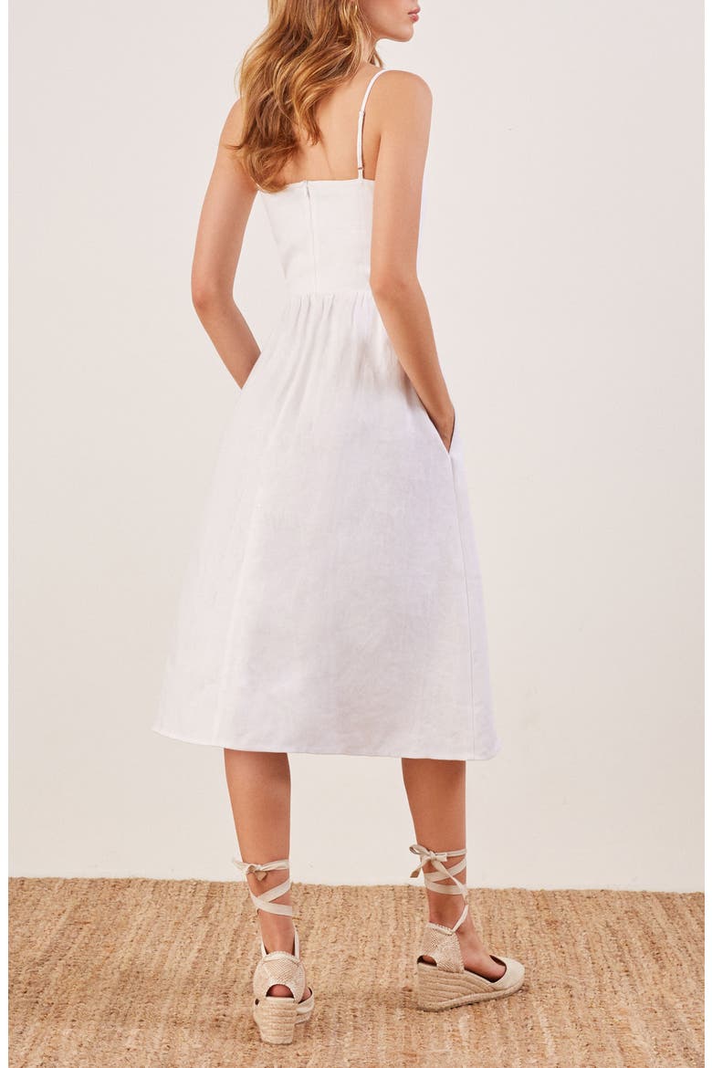 Olivia Linen Midi Dress, Alternate, color, WHITE
