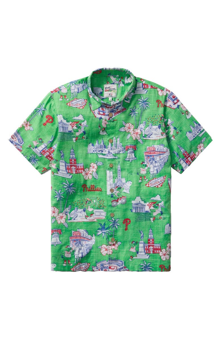 Reyn Spooner Men's Reyn Spooner Green Philadelphia Phillies Scenic Tri-Blend Button-Down Shirt, Main, color, Green