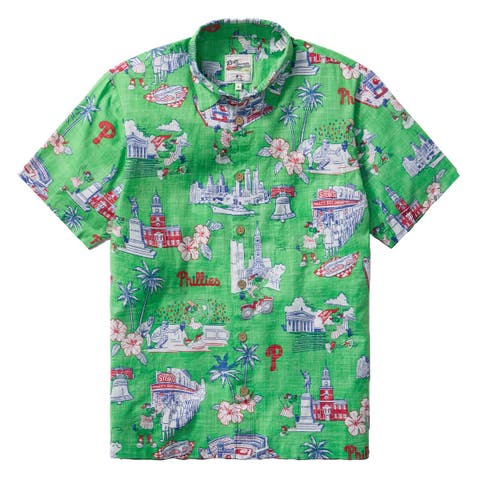 Men's Reyn Spooner  Green Philadelphia Phillies Scenic Tri-Blend Button-Down Shirt