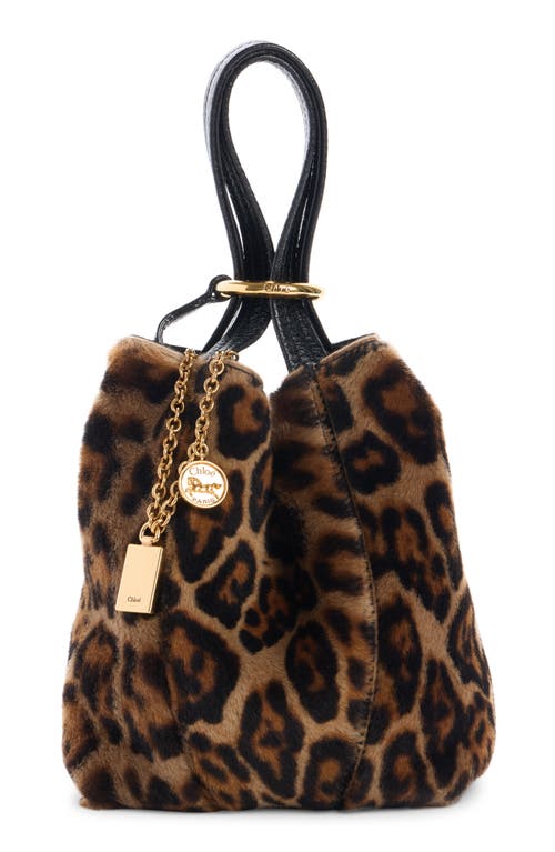 Chloé Small Spin Leopard Print Faux Fur Bag