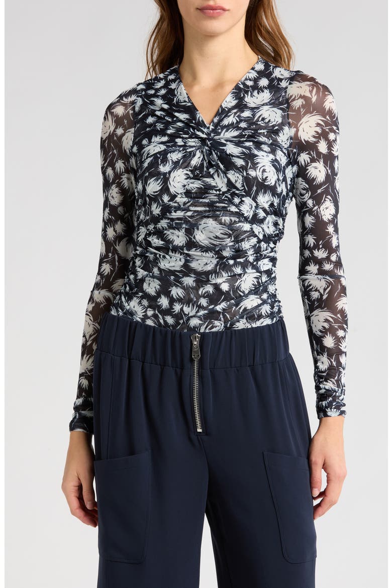 Aniya Floral Mesh Top, Main, color, NAVY/ IVORY