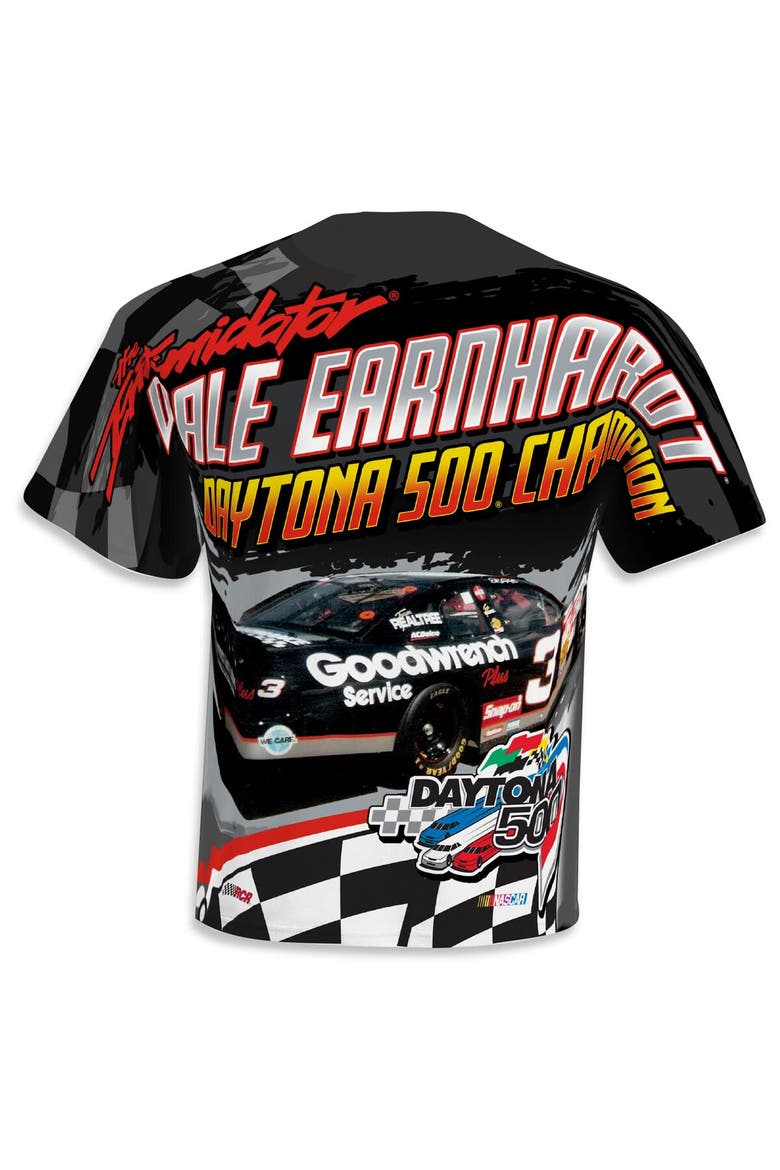 Men's Checkered Flag Sports Black Dale Earnhardt Daytona 500 Champion Legends T-Shirt, Alternate, color, Black