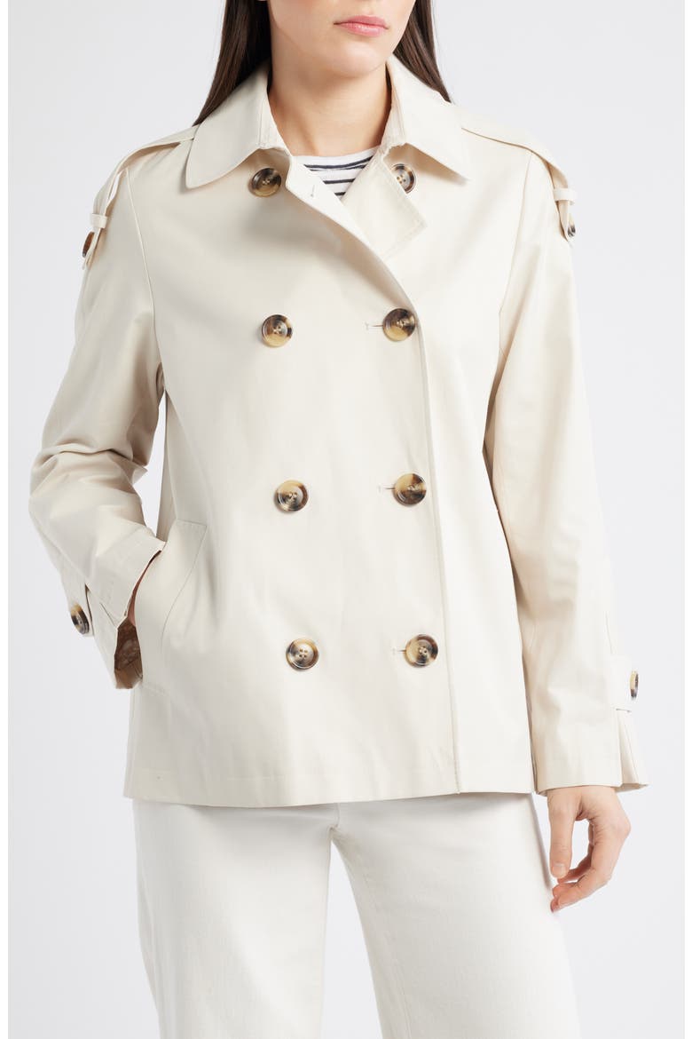 Double Breasted Water Repellent Swing Jacket, Main, color, LINEN