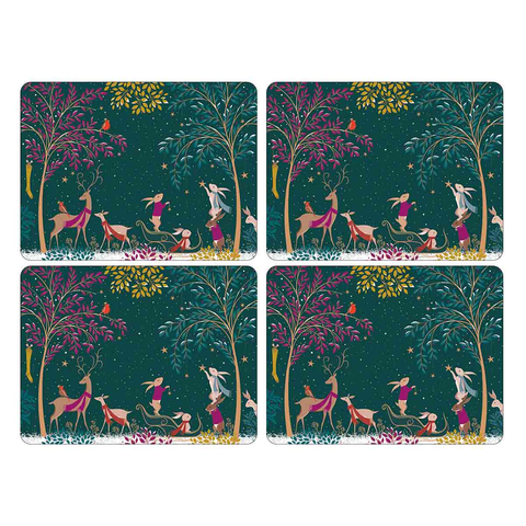 Sara Miller Woodland Tales Set Of 4 Cork Back Placemats, 12" X 9"