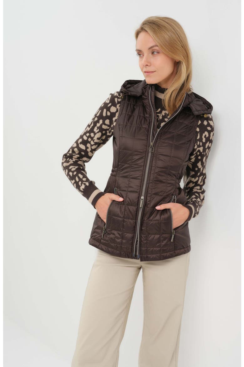 Hooded Montreal Quilted Vest with Removable Hood, Main, color, Espresso