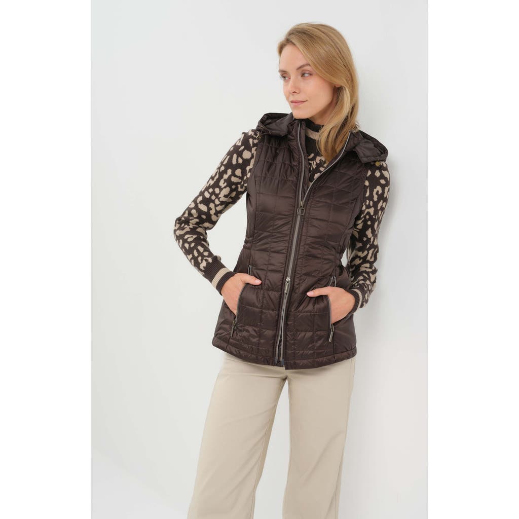 Anatomie Hooded Montreal Quilted Vest With Removable Hood In Espresso