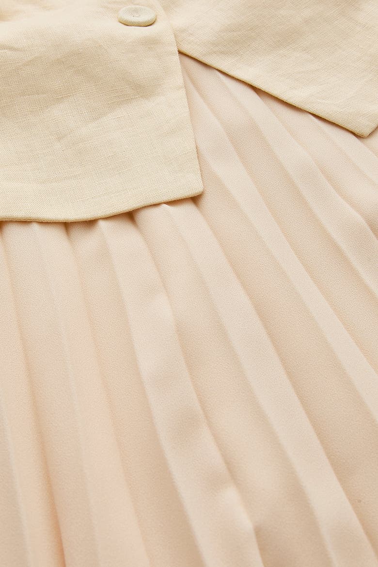 Angeletta Sleeveless Linen Trim Pleated Midi Dress, Alternate, color, Beige