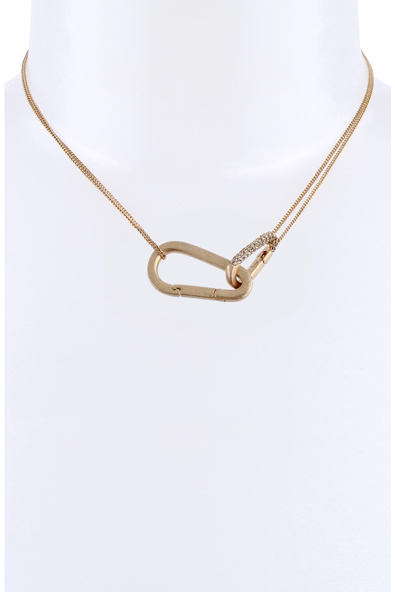 Carabiner Pendant Necklace, Alternate, color, WARM BRASS