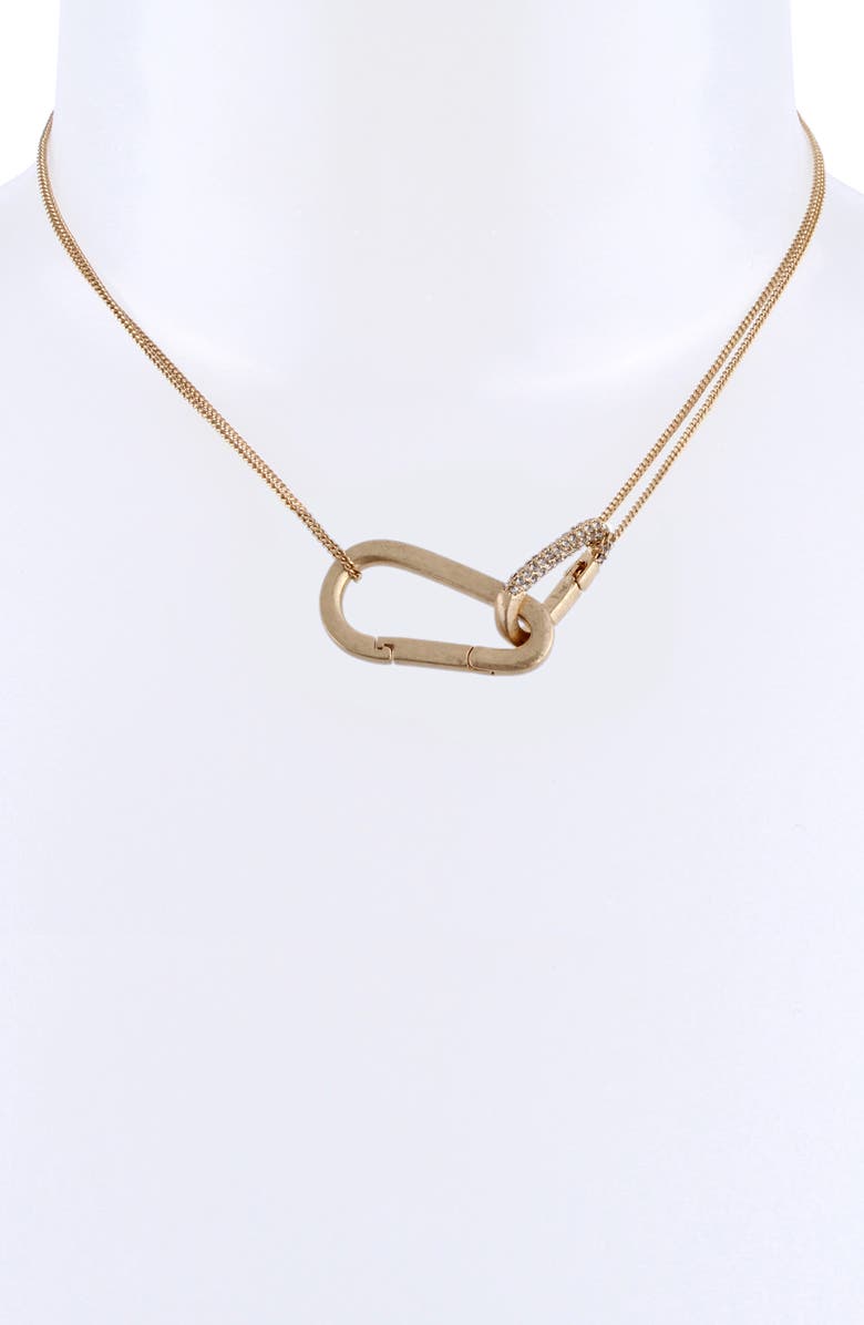 AllSaints Carabiner Pendant Necklace, Alternate, color,