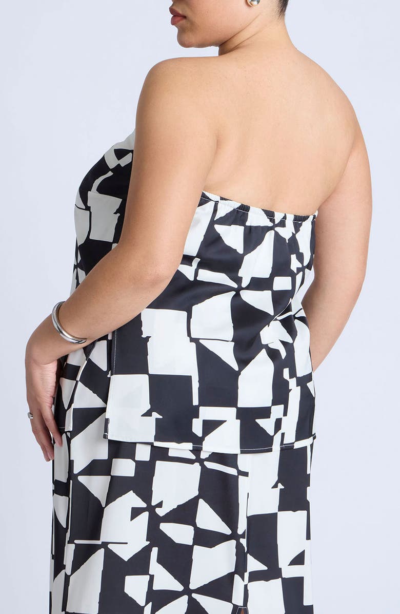 ELOQUII Print Satin Tube Top, Alternate, color, 