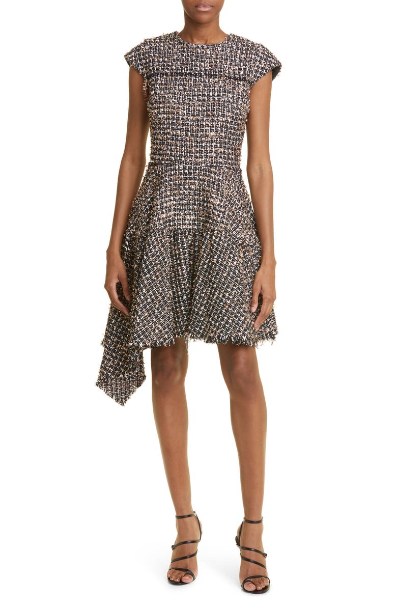 Jason Wu Collection Tinsel Tweed Asymmetric Hem Cotton Blend Dress, Main, color, 
