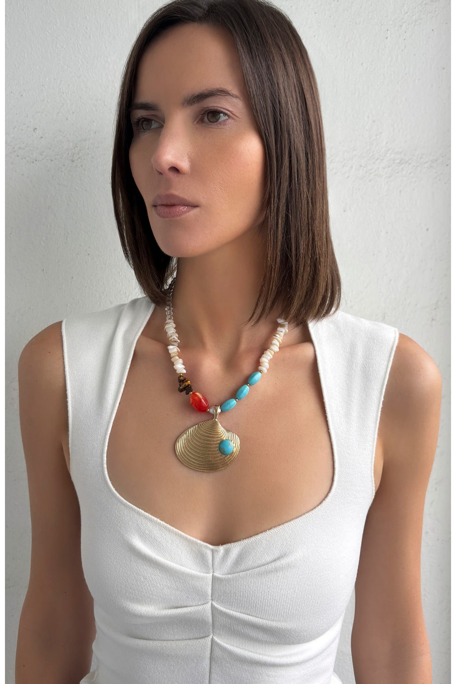 Mixed Bead Shell Pendant Necklace (Women) | Nordstromrack