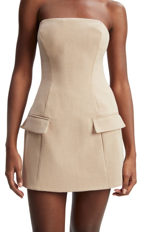 Bardot Madeline Hour-glass Strapless Mini Dress In Tan