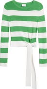Milly Gia Stripe Tie Side Crop Cotton Blend Top