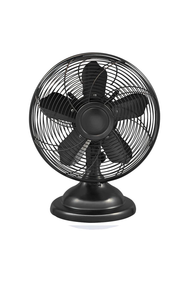 Optimus 12 Inch Retro Oscillating Table Fan with Oil Rubbed Bronze Finish, Main, color, Black