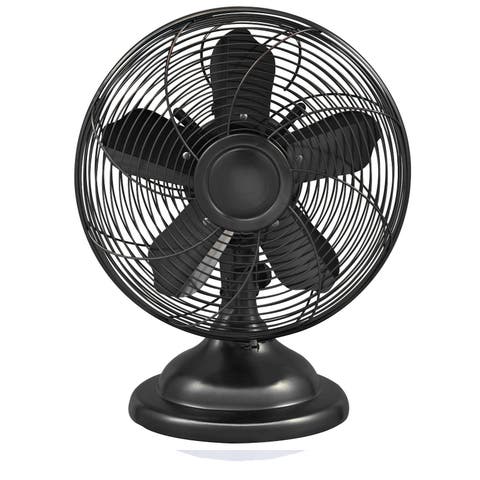 12 Inch Retro Oscillating Table Fan with Oil Rubbed Bronze Finish