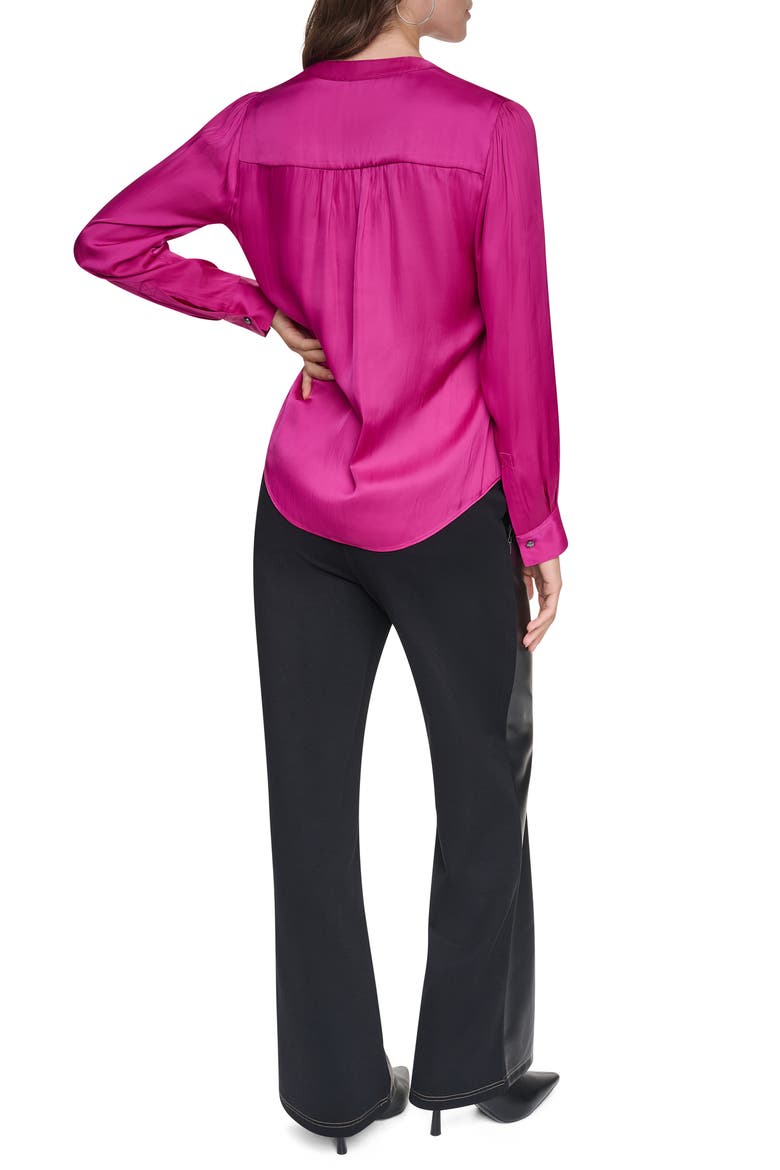 Pleated Long Sleeve Top, Alternate, color, RASPBERRY