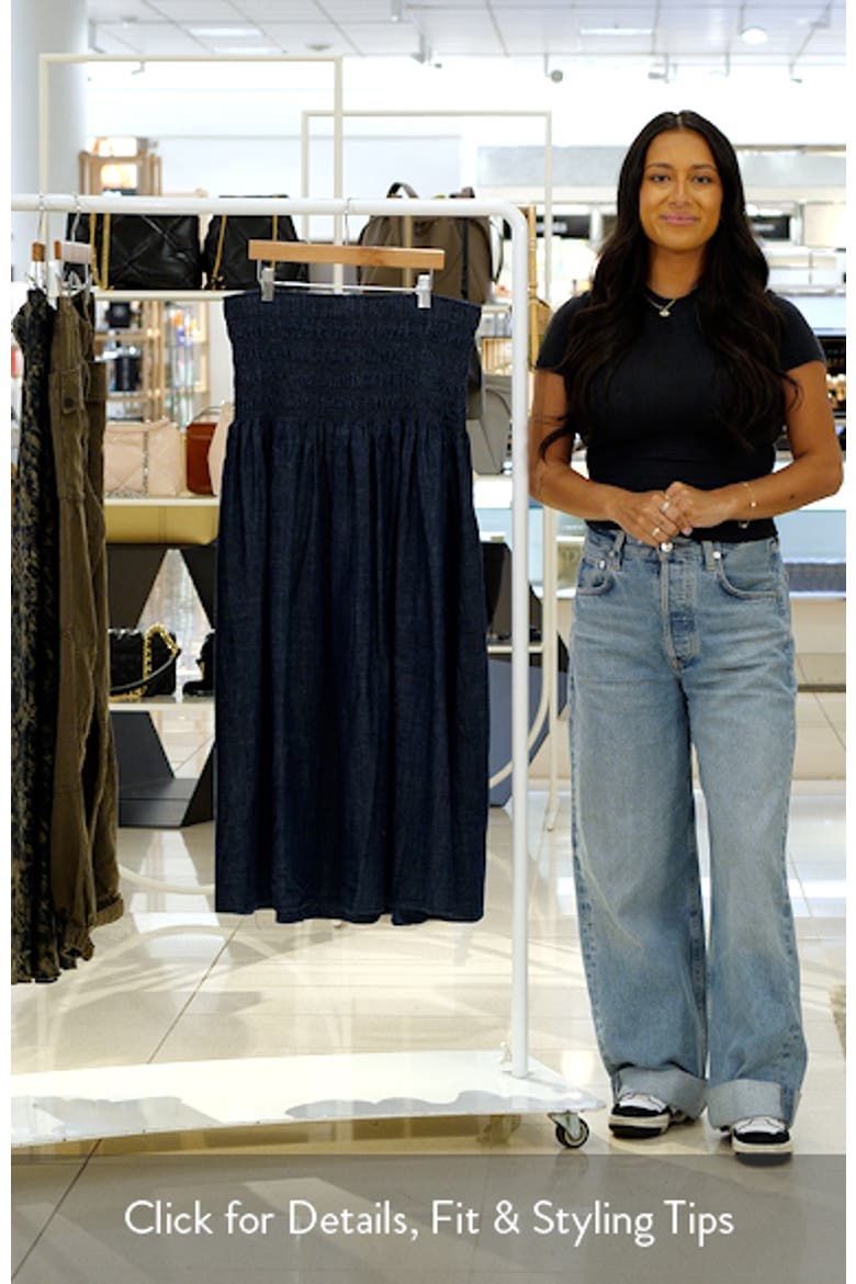 Smocked Denim Midi Skirt video