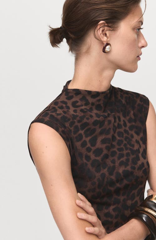 Mango Leopard Sleeveless Maxi Dress In Brown