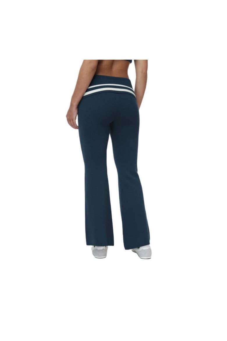 Foldover Flare Knit Pants, Alternate, color, REGAL BLUE