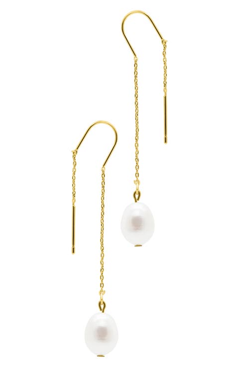 9-10mm Freshwater Pearl Threader Earrings