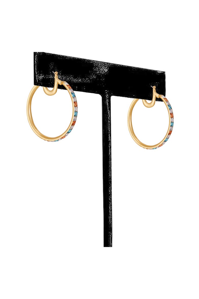 Crystal Hoop Earrings, Alternate, color, GOLD TONE