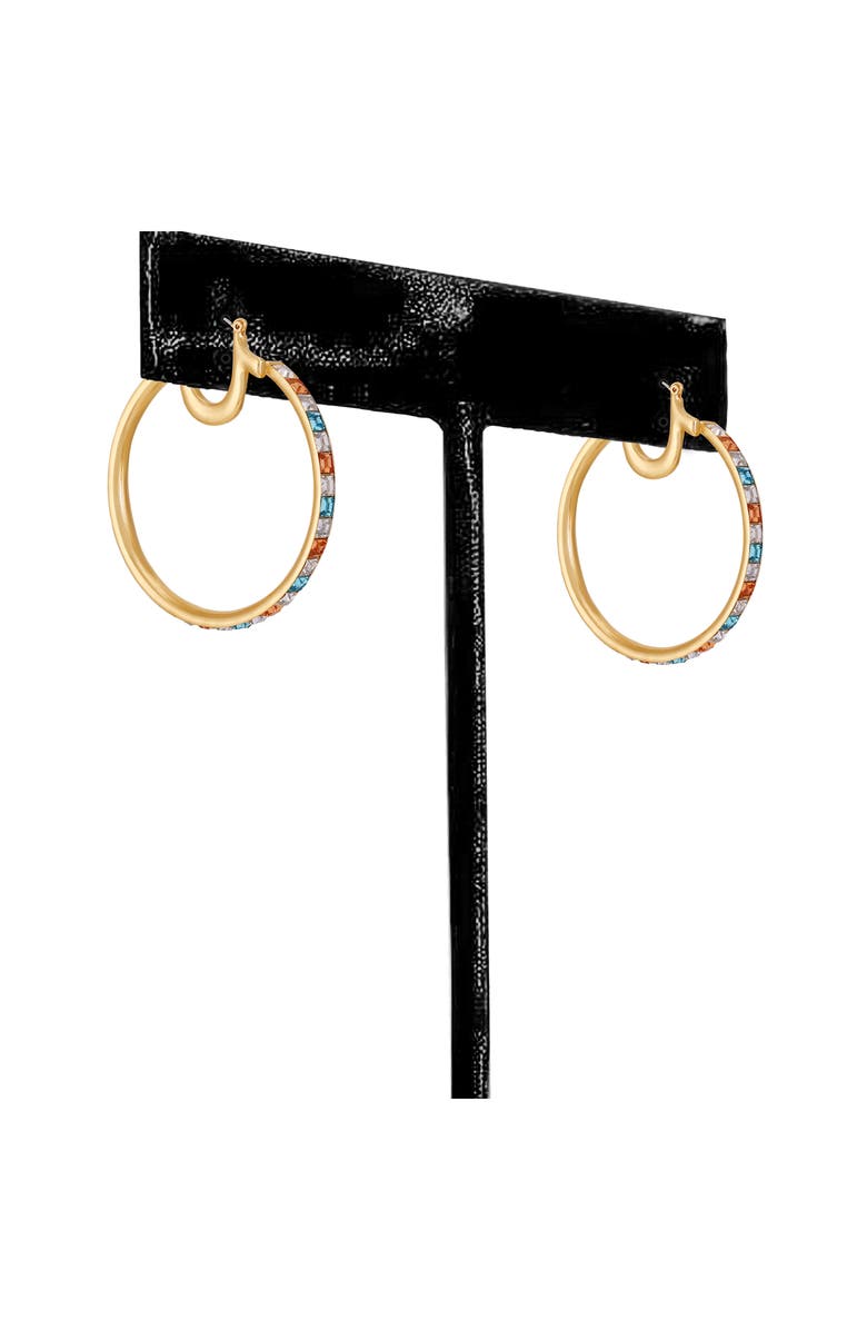 True Religion Crystal Hoop Earrings, Alternate, color, Gold Tone