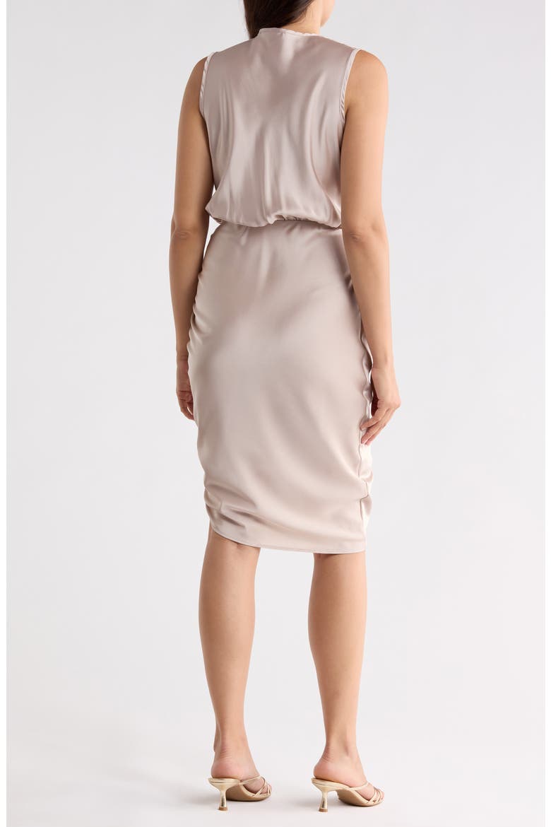 Sleeveless Satin Asymmetric Midi Dress, Alternate, color, BEIGE