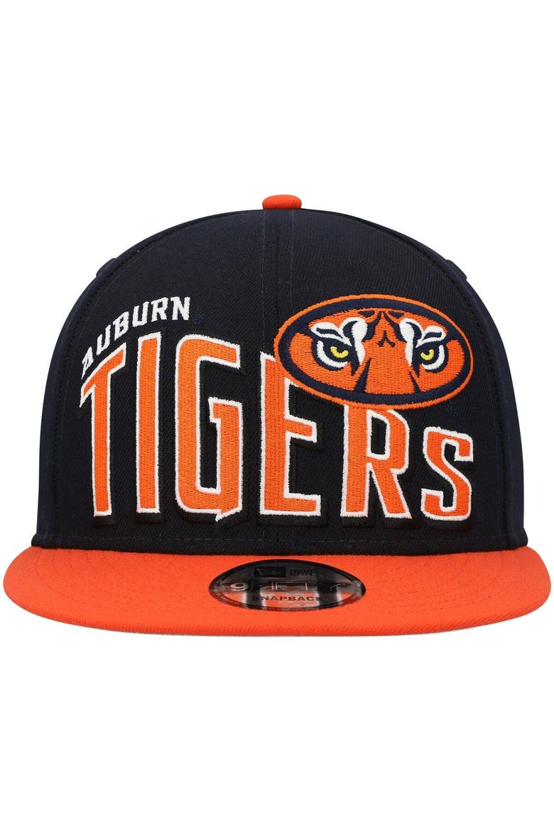 Men's New Era Navy Auburn Tigers Two-Tone Vintage Wave 9FIFTY Snapback Hat, Alternate, color, Navy