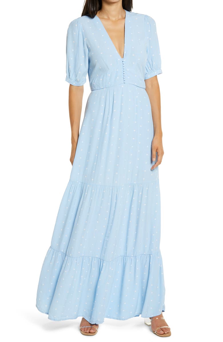 blue and pink striped maxi dress SELENA MAXI DRESS STRIPE