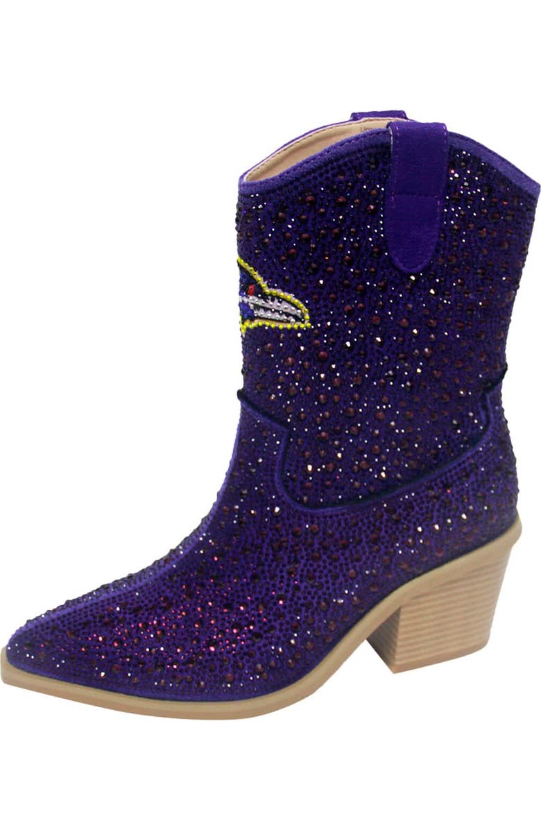 CUCE Women's Cuce Purple Baltimore Ravens Crystal Ankle Boots, Alternate, color,