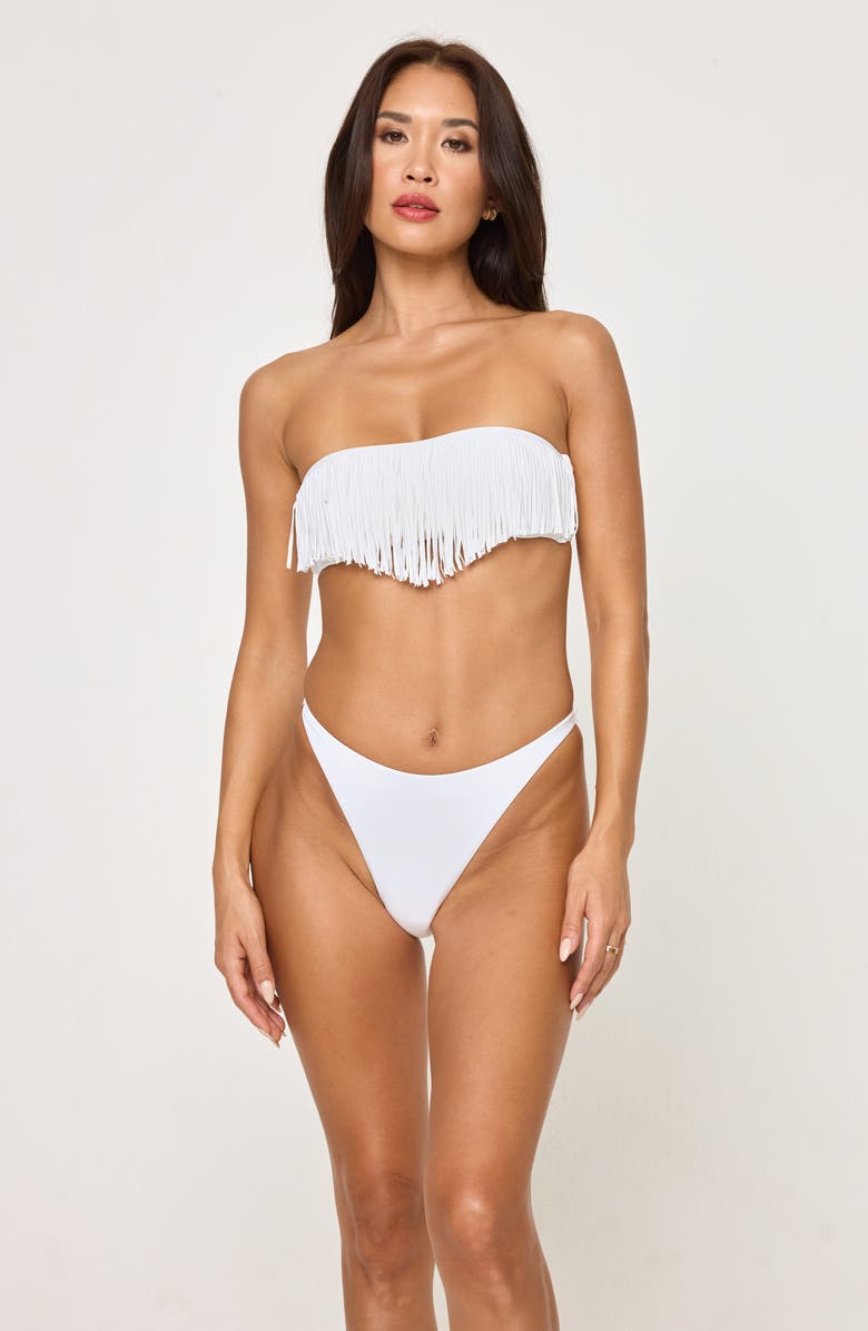 LSPACE Dixie Fringe Strapless Bikini Top, Alternate, color, White