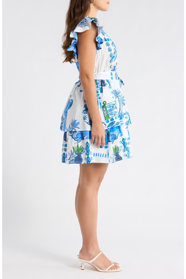 Sosy Postcard Marisol Tiered Minidress, Alternate, color, WHITE/ BLUE/ GREEN