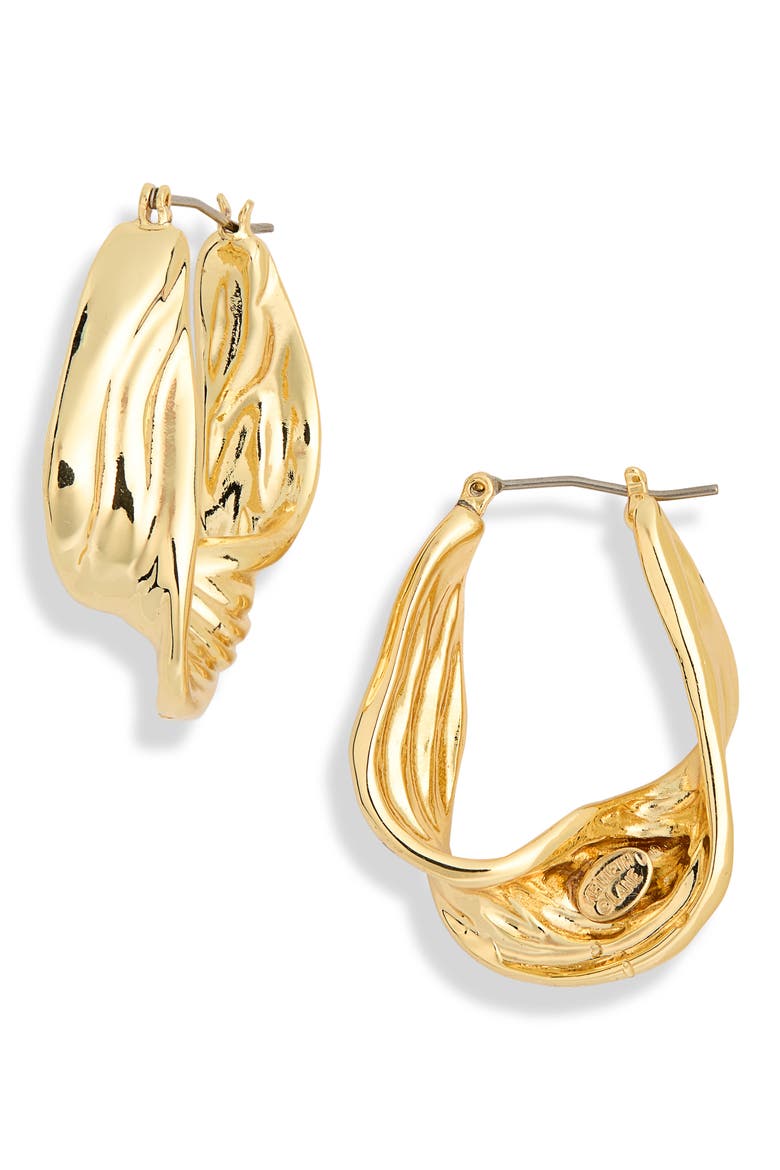 Twist Hoop Earrings, Main, color, GOLD