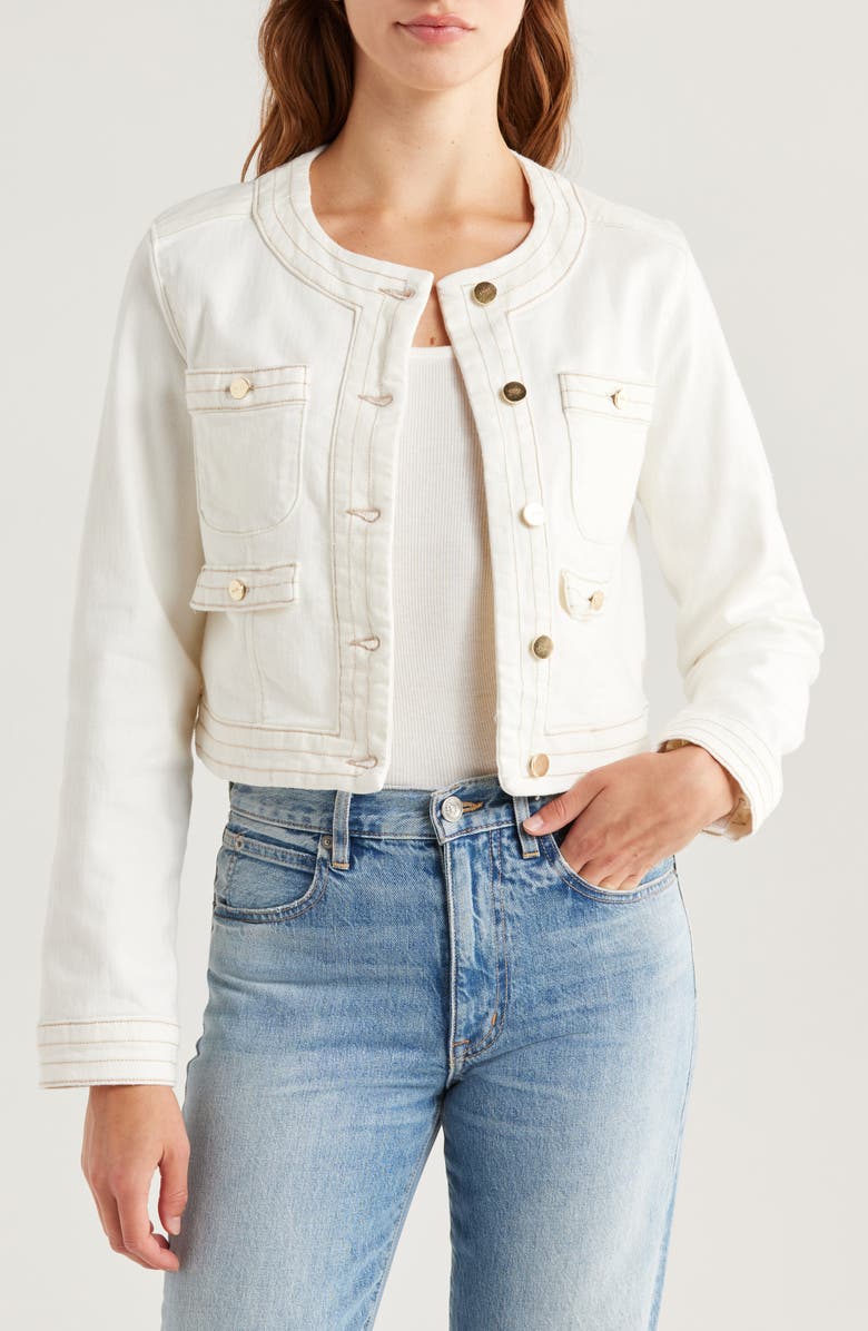PAIGE Kiya Denim Jacket, Main, color, Toasted Ecru