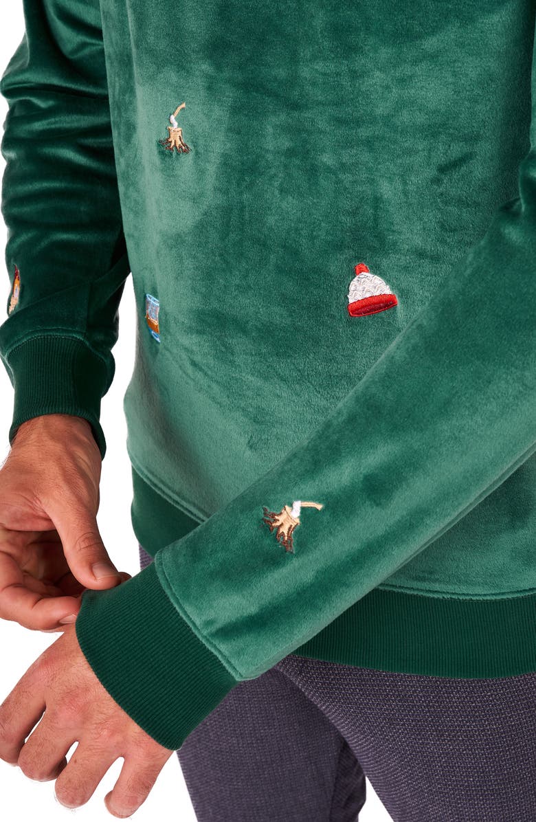 OppoSuits Christmas Icons Embroidered Velour Crewneck Sweatshirt, Alternate, color,